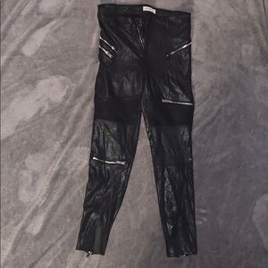Faux Leather Moto Pants with Zippers